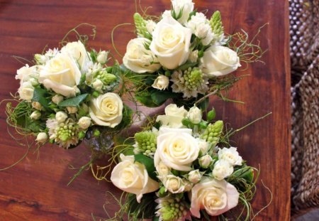 * Cute bouquets * - white roses, roses, beautiful, bouquet, flowers