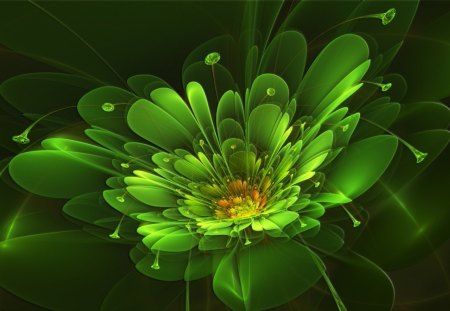 Abstract flower - green, abstract, fantasy, flower