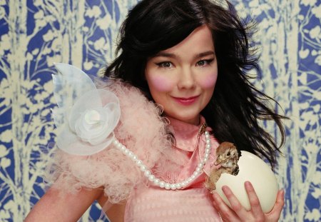 Bjork - pink, bird, beauty, model, egg, girl, asian, woman, bjork