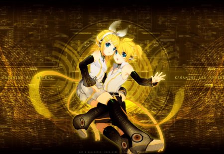 ::Append:: Kagamine Rin & Kagamine Len - kagamine rin, append, other, project diva, 02, yellow, vocaloid, video games, kagamine len