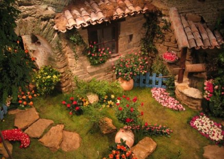 Rustic Floral Landscaping - flowers, landscape, home, cottage