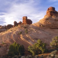 sandstone formation at sunset arches utah