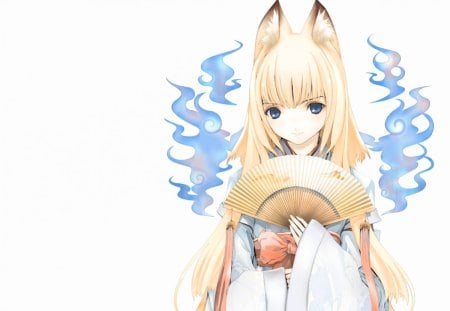 Kugen Tenko - blonde girl, foxgirl, manga, anime