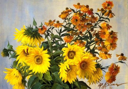 Yu.Arsenyuk (oil on canvas) - yu arsenyuk, sunflower, painting, canvas, oil, flower, art