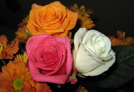 Roses Bouquet - nature, yellow, roses, bouquets, pink, red, flowers