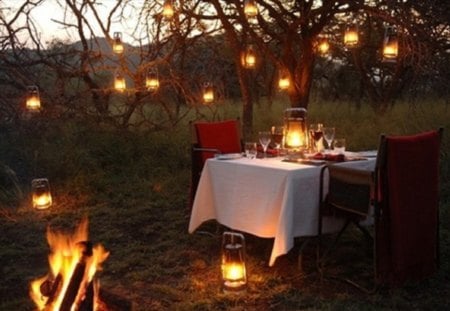 Africa Evening - candlelighting, evening, africa, table for two