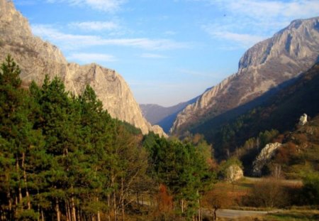 Hemus - forest, fall, rocks, evergreen, road, beautiful, photo, sky, photography, trees, nature, mountain, autumn, bulgaria