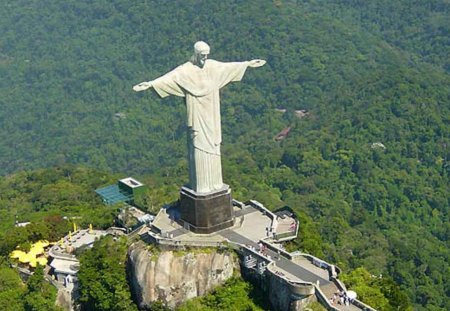 Jesus Christ - hill, trees, mountain, woods, jesus christ, greenery, monument