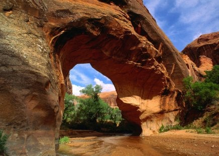 Natural Bridge 3 - stone, summer, natural, river, force, nature, red, rust, bridge