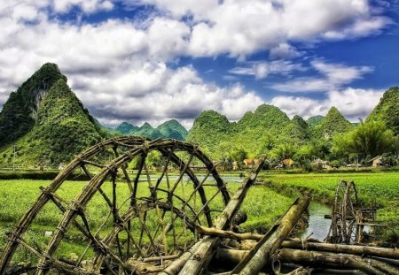 vietnam-village - forest, trees, nature, clouds