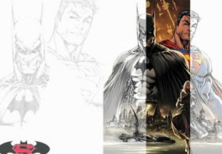 Batman And Superman - awesome, different, mixed, shadow