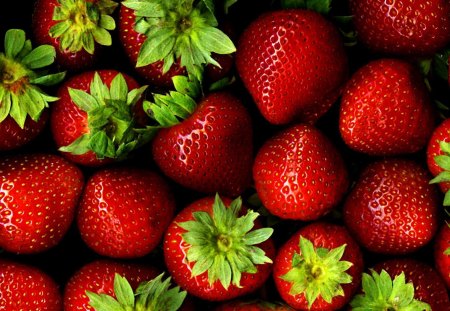 Wall of Strawberries - strawberry, red, food, berry, fruit