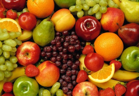 FRUIT EVERYWHERE - grapes, citrus, apples, red, green, food, fruit, orange