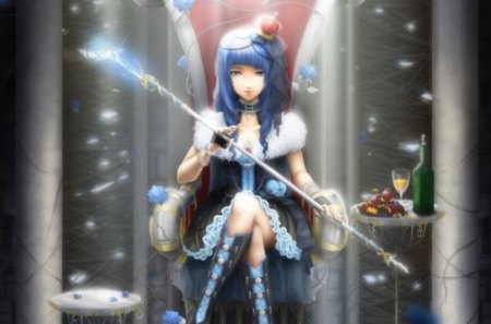 Royal Princess - anime, anime girl, original, beautiful, dress, girl, tagme, fantasy, blue hair, cute girl, princess, blue eyes