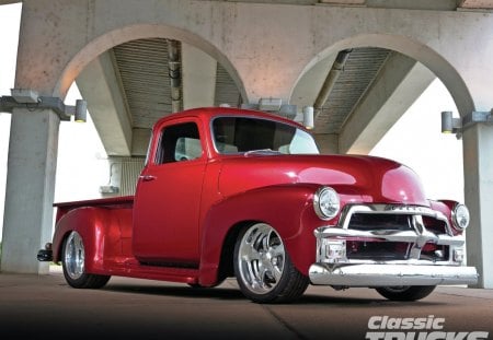 1954 Chevrolet 3100 - bowtie, red, gm, classic, chrome wheels