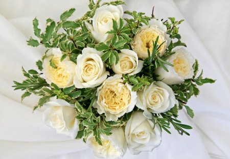 *** Bouquet of White Roses *** - flowers, white, roses, nature