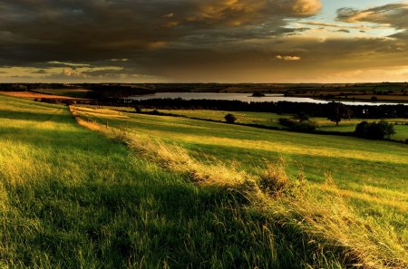 VALLEY of GLORY - sky, valley, england, clouds, field, britain