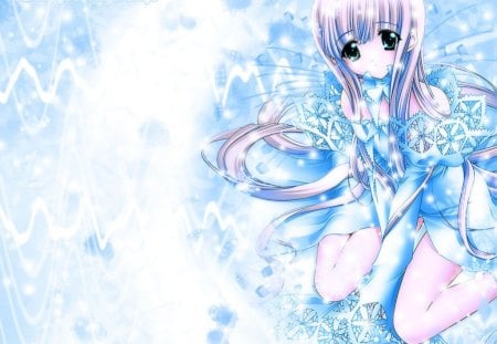 Anime - anime, winter, snowflake, girl, snow