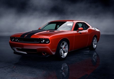 Dodge-challenger - race, muscle, challenger, car, red, dodge, black