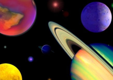 Brilliant Solar System - scifi, planets, saturn, space