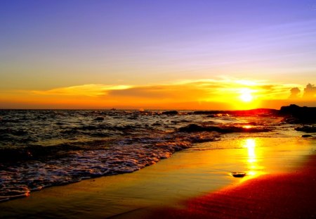 A GOLDEN DAY AWAITS - sunrise, morning, ocean, nature