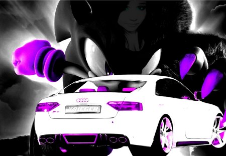 audi gf - cars, sonic, eyes, audi, pink