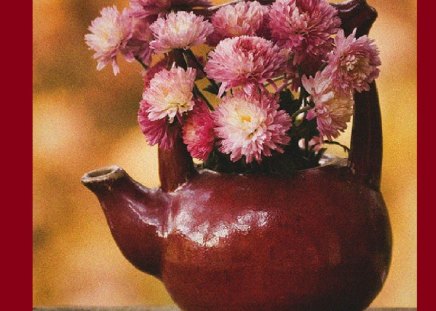 Autumn in a Teapot - flowers, autumn, asters, teapot, texture, still life