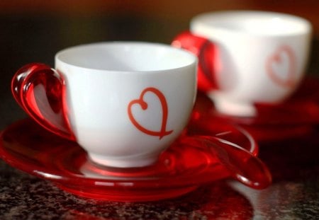 Lovely Cups - lovely, cups, heart, red