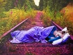 Woman sleeping on the way to a dream ...