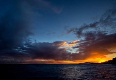 Amazing Sunset - sky, sea, clouds, sun