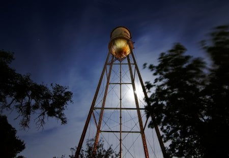 Nightlight - watertower, night, light, nightlight