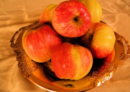 apples - table, tray, apples, autumn