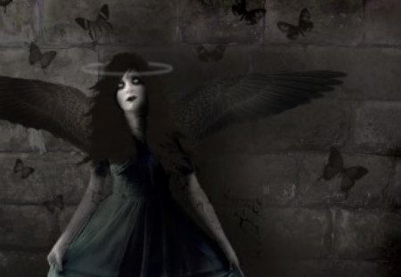 Angel  - black, goth, gothic, fallen