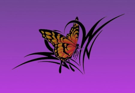 butterfly tribal - tattoo, butterfly, heart, color, tribal, sewenka