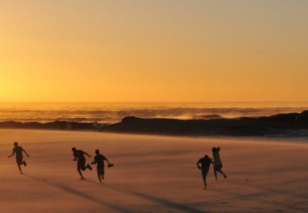 Kids at Play in Cape Town South Africa - ocean, beach, play, south africa, cape town, sunset, africa, kids