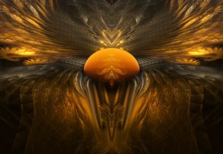 Golden Wings - orange, fractal