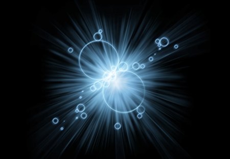 Bubbleblast - black, glow, blast, blue, burst, light, bubble, waves, circles