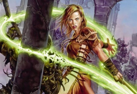 Sorcerer - fantasy, female, warrior, lady, sorcerer, woman, girl