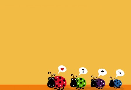 Ladybugs - love, rain, umbrella, colors, lightning, question