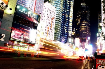 Manhattan - light, night, market, place, buildings