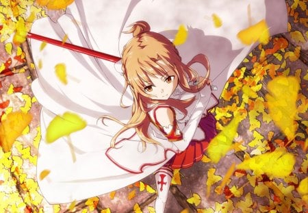 Asuna Yuuki - shy girl, female, brown, beautiful girls, sword art online, kiss, hot, sword, online art, gray, green, cute, breasts, anime, blue, yellow, kawaii, long hair, leaves, hot girls, red, ecchi, violet, loli, cool, seductive, black, thighhigh, shy, nightwear, asuna yuuki, sword online, yuri, pretty, sexy dress, armor, yuuki, online, anime girls, asuna, yuuki asuna, girls, lingerie, white, cute girls, seductive girl, sexy, bra, play, pretty girls, art online, music, short hair, purple, bikini, indigo, swimwear, chibi, panty, art, sexy girls, anime girl, online sword, beautiful, blush, tagme, orange, brown hair, art sword, sword art, moe, leaf