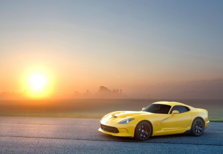 2013 Viper SRT - sports, yellow, srt, dodge, supercar, sunrise, viper, 2013, sunset, car, super, sportscar, 13