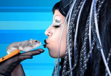 SWEET KISS for JERRY - girl, rodent, pet, photo