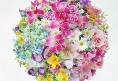 WORLD OF FLOWERS - ball, colourful, sphere, flowers, bouquet, blooms, pinks