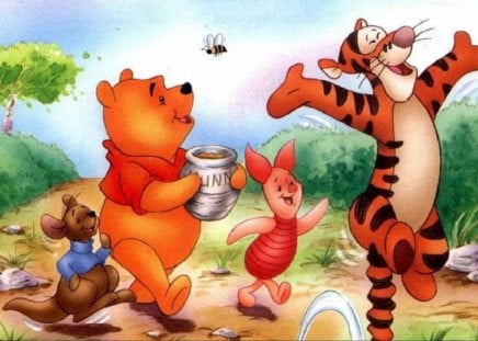 Winnie The Pooh And Tigger And Pigglet And Ru - friendship, playing, honesty, springtime