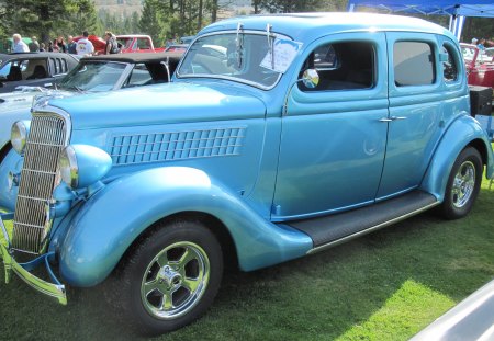 1935 Blue Ford - nickel, Chrome, Ford, headlights, blue, Grills, Photography