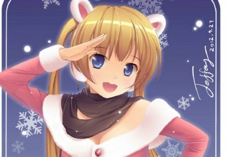 Anime - anime, cute, animal ears, snow