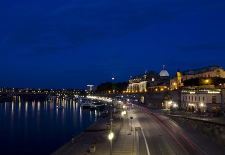 Dresden - sky, night, dresden, buildings, nature, beautiful, clouds, city, architecture, rivers, germany, lights