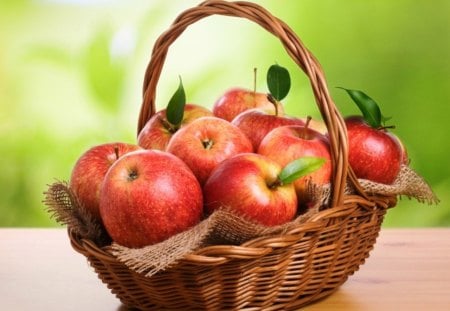 * Basket of fresh apples *