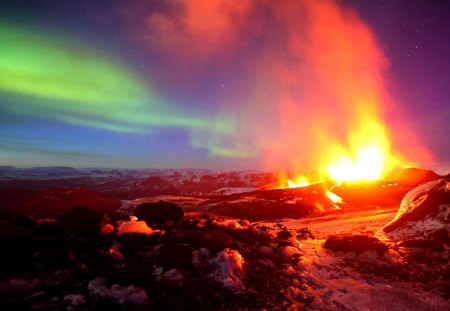 FIRE AURORA - aurora, andscapes, fire, landscape